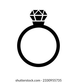 Vector de icono de anillo. Signo de ilustración de bodas. Símbolo de joyas. Logo de Gem.
