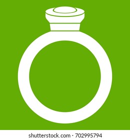 Ring icon white isolated on green background. Vector illustration