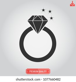 Ring icon,engagement vector,wedding sign  isolated on grey background. Simple jewelry icon  illustration for graphic design,web and mobile platforms.