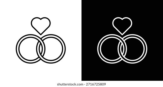 Ring icons black and white vector, line icon set.