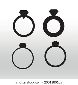 Iconos de anillo línea aislados o logotipo símbolo de signo aislado vector, iconos de la derecha rellenos, contorno y estilo de trazo Colección de ilustración vectorial de estilo negro de alta calidad