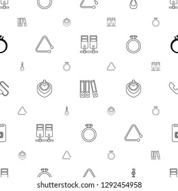 ring icons pattern seamless white background. Included editable line binder, earring, triangle musical instrument, ring in box, call, door ringer icons. ring icons for web and mobile.