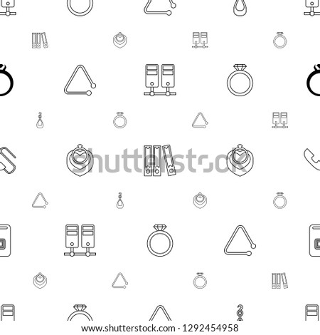 ring icons pattern seamless white background. Included editable line binder, earring, triangle musical instrument, ring in box, call, door ringer icons. ring icons for web and mobile.