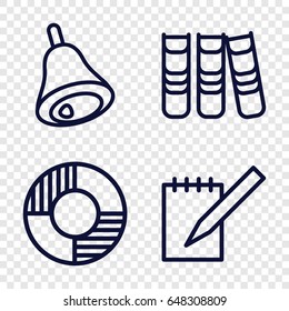 Ring Icons Set. Set Of 4 Ring Outline Icons Such As Notebook, Binder, Bell