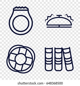 Ring Icons Set. Set Of 4 Ring Outline Icons Such As Binder, Bell, Lifebuoy