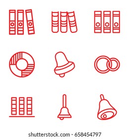 Ring icons set. set of 9 ring outline icons such as bell, binder, rings, bell