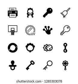 ring icons set with fax, pacifier and filter uv vector set