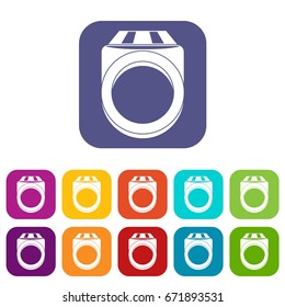 Ring icons set vector illustration in flat style In colors red, blue, green and other
