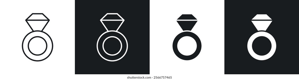 Ring icons in Thin line black color. flat simple vector symbols illustration.