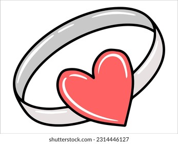 Ring Illustration with Heart Decoration