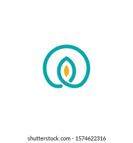 Ring inside leaf symbol design, vector