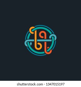 Ring inside letter H vector symbol design