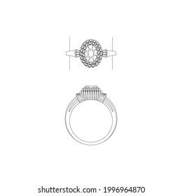 Ring jewelry design production  sketch