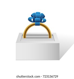 Ring jewelry stand mock up.Vector illustration box template for ring advertising, catalog, showing.