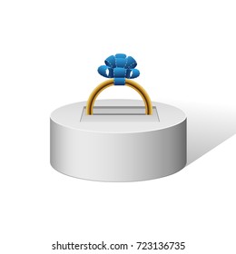 Ring jewelry stand mock up.Vector illustration box template for ring advertising, catalog, showing.