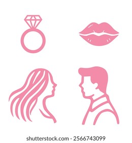 Ring and Kiss Symbols Including Couple 