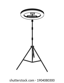 Ring Lamp Isolate. Lighting For Bloggers. Light For Filming Video Or Beauty Industry. Light Emitting Diode