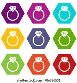 Ring LGBT icon set many color hexahedron isolated on white vector illustration