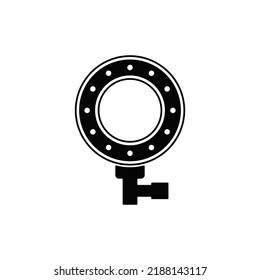 Ring light icon in black flat glyph, filled style isolated on white background