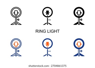 Icono de luz de anillo Multi Style Ilustración vectorial