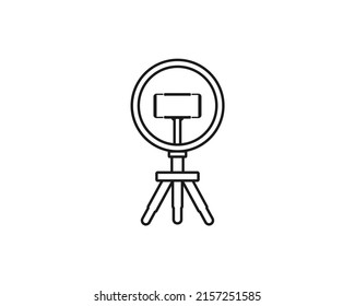 Ring light with phone. Vector illustration
