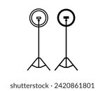 Ring Light Silhouette and Outline icon vector. Ring Light Silhouette and Outline isolated white background. Vector Illustration