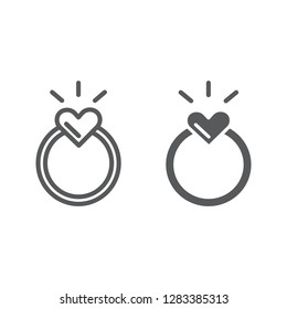Ring line and glyph icon, love and jewelry, engagement ring sign, vector graphics, a linear pattern on a white background, eps 10.