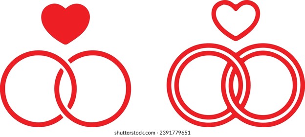 Ring line Two circles crossing circles heart shapes 