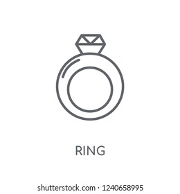 Ring linear icon. Modern outline Ring logo concept on white background from Birthday party and wedding collection. Suitable for use on web apps, mobile apps and print media.