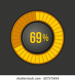 Ring Loading Progress Bar on Dark Background. Vector illustration