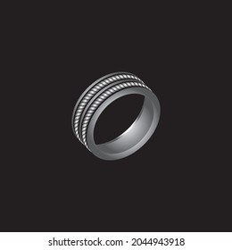 Ring logo vector, simple and modern. With a circular strap pattern in a silver gradient color scheme.