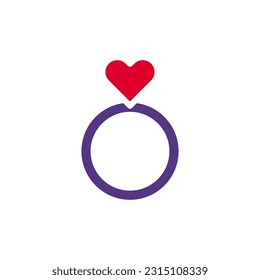 Ring love icon solid duocolor red purple style valentine illustration vector element and symbol perfect.