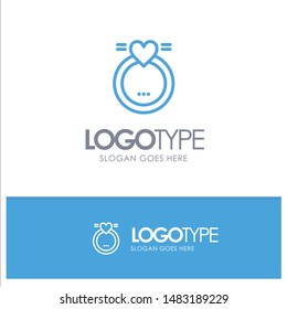 Ring, Marriage, Love, Wedding Blue Outline Logo Place for Tagline
