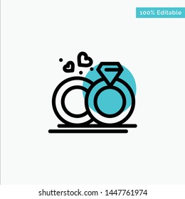 Ring, Marriage, Wedding, Love turquoise highlight circle point Vector icon