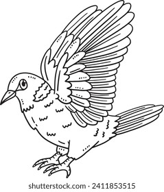 Ring Necked Dove Bird Isolated Coloring Page 