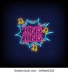 Ring Ring Neon Signs Style Text Vector