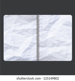 Ring notebook with beautiful crumpled cover. Vector design.