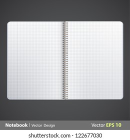 Ring notebook with squared. Vector design.