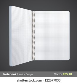 Ring notebook with squared. Vector design.