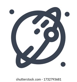 Ring on Planet Icon, Illustration of Astronomy, Geographic, Sky, Solar System  with Filled and Line Style for Website User Interface  Mobile and Wallpaper