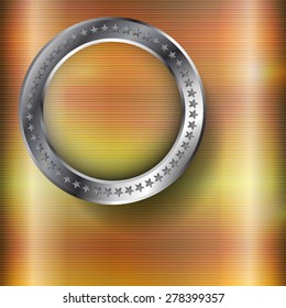 The ring on the square metallic background