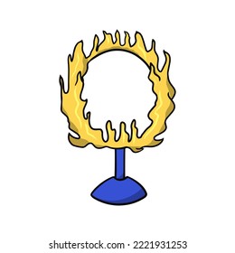 Ring On A Stand, Fire Ring For Performing Circus Tricks, Vector Illustration In Cartoon Style On A White Background