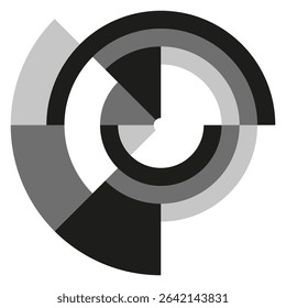 Ring orbit icon. Circular motion symbol. Vector layered shape. Gray gradient design.