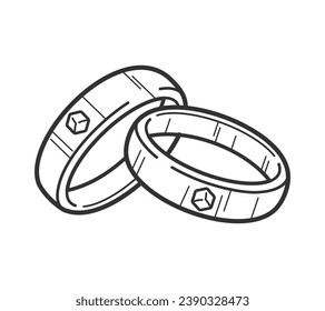 Ilustración del contorno del anillo. esbozo de anillo dibujado a mano. Dibujo vectorial en blanco y negro de anillo. Anillo aislado sobre fondo blanco. ilustración vectorial. Dibujo de líneas de anillos. contorno de anillos de boda.