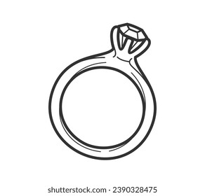 Ring outline illustration. hand drawn Ring sketch. Ring black and white vector drawing. Ring isolated on white background. vector illustration. Rings line art drawing. wedding rings outline.