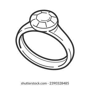 Ringumrissgrafik. handgezeichnete Ringskizze. Ring schwarz-weißes Vektorgrafik. Ring einzeln auf weißem Hintergrund. Vektorgrafik. Rings Linie Kunstzeichnung. Hochzeitsringe umrissen.