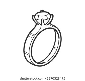 Ring outline illustration. hand drawn Ring sketch. Ring black and white vector drawing. Ring isolated on white background. vector illustration. Rings line art drawing. wedding rings outline.