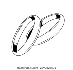 Ilustración del contorno del anillo. esbozo de anillo dibujado a mano. Dibujo vectorial en blanco y negro de anillo. Anillo aislado sobre fondo blanco. ilustración vectorial. Dibujo de líneas de anillos. contorno de anillos de boda.