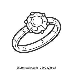 Ring outline illustration. hand drawn Ring sketch. Ring black and white vector drawing. Ring isolated on white background. vector illustration. Rings line art drawing. wedding rings outline.