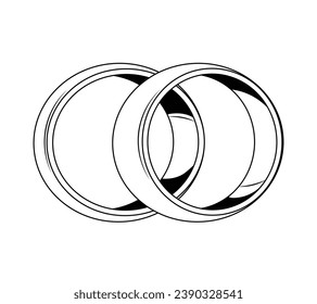 Ring outline illustration. hand drawn Ring sketch. Ring black and white vector drawing. Ring isolated on white background. vector illustration. Rings line art drawing. wedding rings outline.